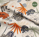 Abstrakt Çiçek Yaprak Leopar Desenli Dijital Baskılı Kumaş